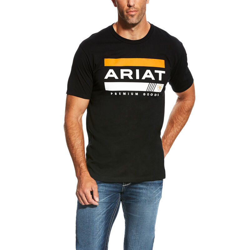 Ariat T-Shirts Herren - Bar Stripe Schwarz ( TWPDE-9436 )